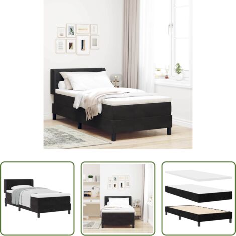 vidaXL Letto box spring -  Letto a molle con materasso Nero 200 x 80 cm Velluto