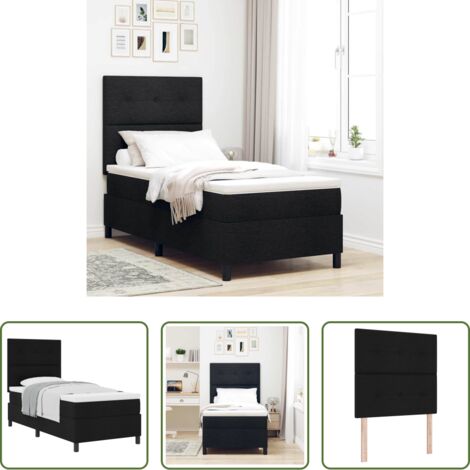 vidaXL Letto box spring -  Letto a molle con materasso Nero 80 x 200 cm Tessuto