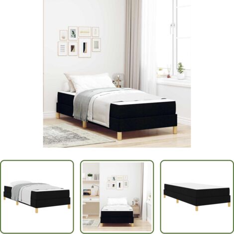 vidaXL Letto box spring -  Letto a molle con materasso Nero 90 x 190 cm Tessuto