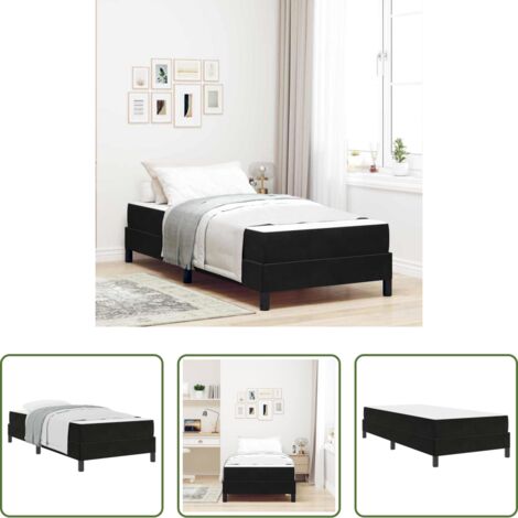 vidaXL Letto box spring -  Letto a molle con materasso Nero 90 x 200 cm Tessuto