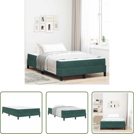 vidaXL Letto box spring -  Letto a molle con materasso Verde Scuro 120 x 190 cm Tessuto