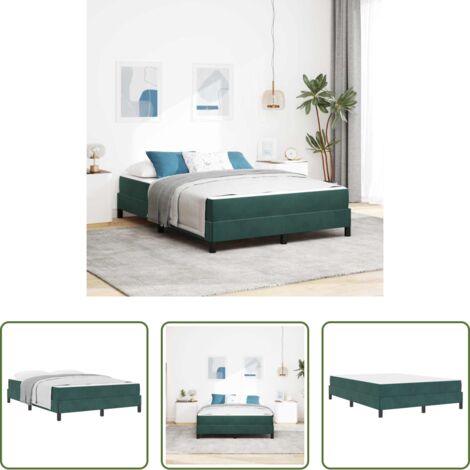 vidaXL Letto box spring -  Letto a molle con materasso Verde Scuro 140 x 190 cm Tessuto