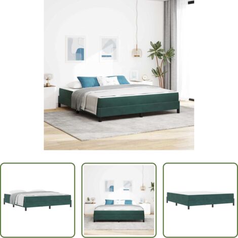 vidaXL Letto box spring -  Letto a molle con materasso Verde Scuro 180 x 200 cm Tessuto