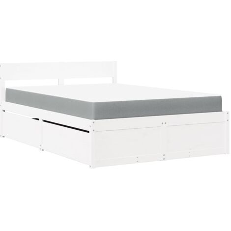 vidaXL Letto Cassetti e Materasso Bianco 120x190cm Legno Massello Pino