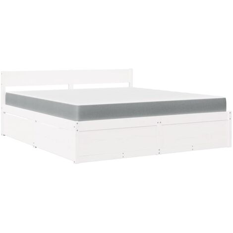 vidaXL Letto Cassetti e Materasso Bianco 180x200cm Legno Massello Pino