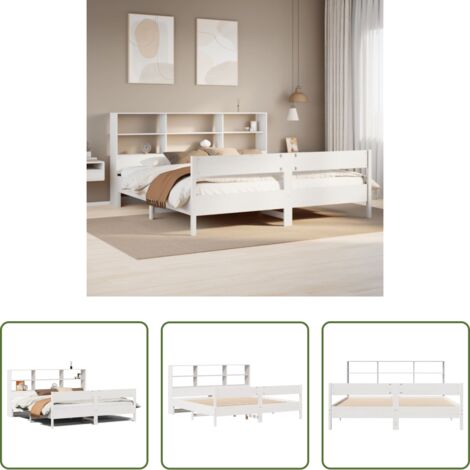 vidaXL Letto con base a doghe -  Giroletto con Libreria senza Materasso 180x200 cm in Legno Pino