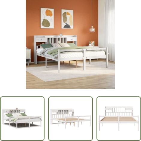 vidaXL Letto con base a doghe -  Giroletto con Libreria senza Materasso 180x200 cm in Legno Pino