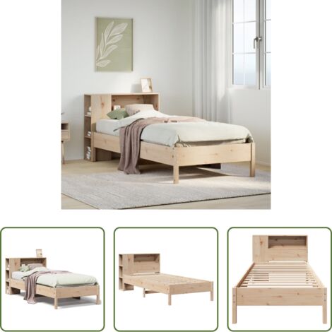 vidaXL Letto con base a doghe -  Giroletto con Libreria senza Materasso 75x190 cm in Legno Pino