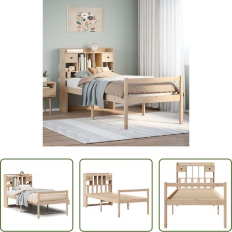 vidaXL Letto con base a doghe -  Giroletto con Libreria senza Materasso 75x190 cm in Legno Pino