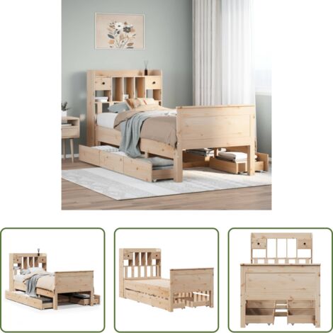 vidaXL Letto con base a doghe -  Giroletto con Libreria senza Materasso 75x190 cm in Legno Pino
