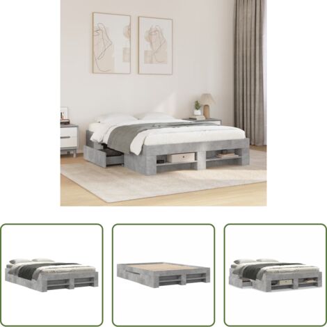 vidaXL Letto con base a doghe -  Giroletto Grigio Cemento 120x200 cm in Legno Multistrato