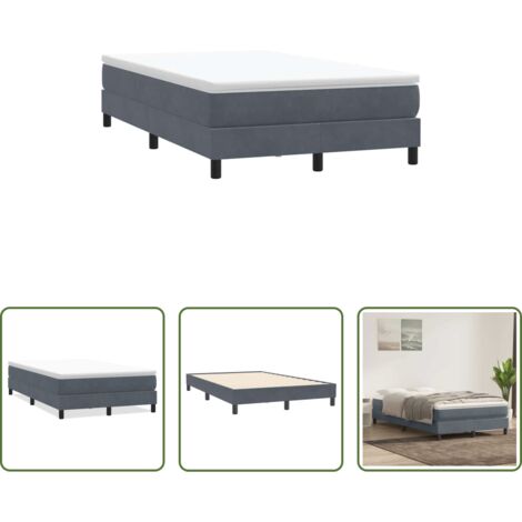 vidaXL Letto con base a doghe -  Giroletto Molle senza Materasso Grigio Scuro 120x210 cm Velluto