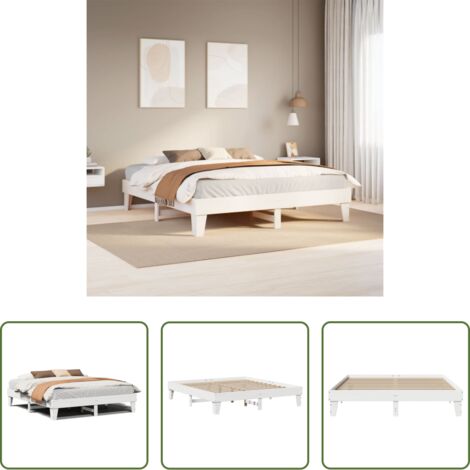 vidaXL Letto con base a doghe -  Giroletto senza Materasso Bianco 200x200 cm Legno Massello Pino
