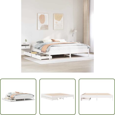 vidaXL Letto con base a doghe -  Giroletto senza Materasso Bianco 200x200 cm Legno Massello Pino