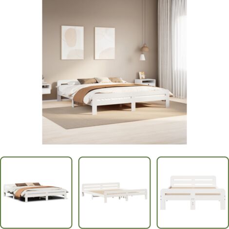 vidaXL Letto con base a doghe -  Giroletto senza Materasso Bianco 200x200 cm Legno Massello Pino
