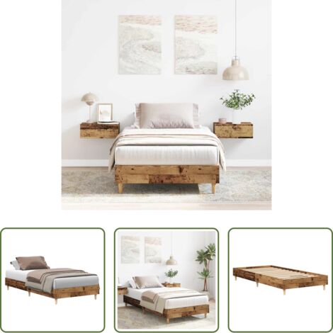 vidaXL Letto con base a doghe -  Giroletto senza Materasso Legno Antico 100x200 cm in Truciolato