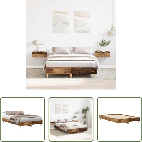 vidaXL Letto con base a doghe -  Giroletto senza Materasso Legno Antico 120x190 cm in Truciolato