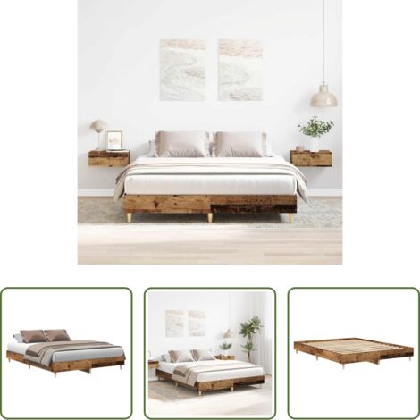 vidaXL Letto con base a doghe -  Giroletto senza Materasso Legno Antico 150x200 cm in Truciolato