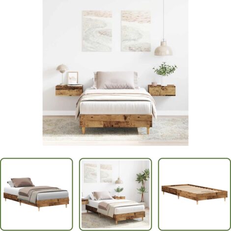 vidaXL Letto con base a doghe -  Giroletto senza Materasso Legno Antico 90x190 cm in Truciolato