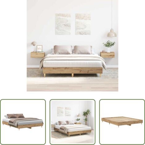 vidaXL Letto con base a doghe -  Giroletto senza Materasso Rovere Artigianale 140x200 cm