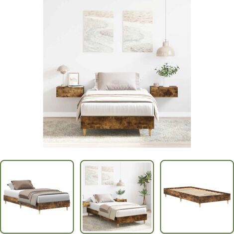 vidaXL Letto con base a doghe -  Giroletto senza Materasso Rovere Fumo 90x200 cm in Truciolato