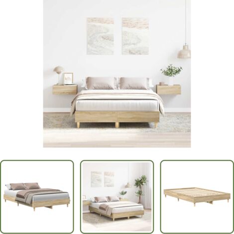 vidaXL Letto con base a doghe -  Giroletto senza Materasso Rovere Sonoma 140x190cm in Truciolato