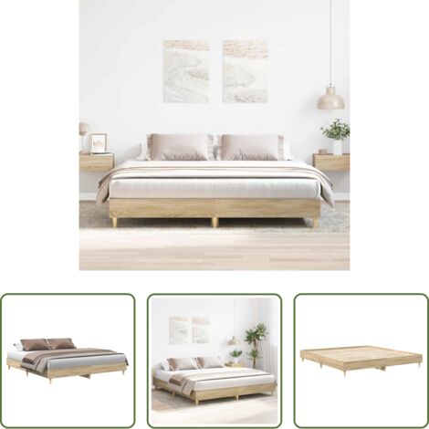 vidaXL Letto con base a doghe -  Giroletto senza Materasso Rovere Sonoma 200x200cm in Truciolato