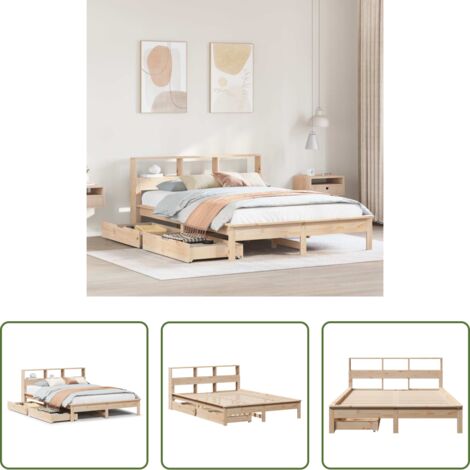 vidaXL Letto con base a doghe -  Letto Libreria senza Materasso 120x190cm Legno Massello di Pino