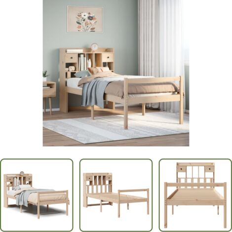 vidaXL Letto con base a doghe -  Letto Libreria senza Materasso 90x200 cm Legno Massello Pino