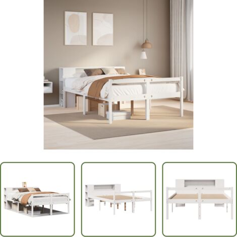 vidaXL Letto con base a doghe -  Letto Libreria senza Materasso Bianco 140x200 cm Legno di Pino