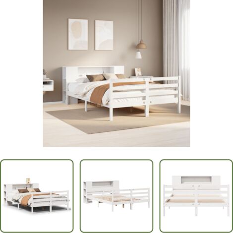 vidaXL Letto con base a doghe -  Letto Libreria senza Materasso Bianco 140x200 cm Legno di Pino