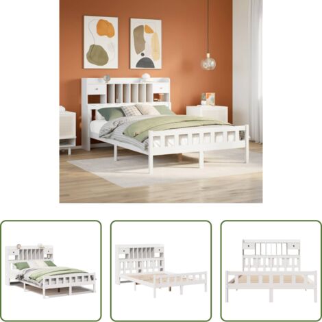 vidaXL Letto con base a doghe -  Letto Libreria senza Materasso Bianco 150x200 cm Legno di Pino