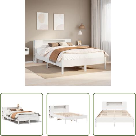vidaXL Letto con base a doghe -  Letto Libreria senza Materasso Bianco 160x200 cm Legno di Pino