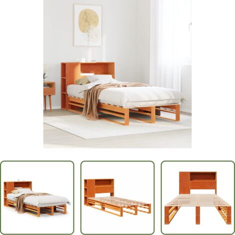 vidaXL Letto con base a doghe -  Letto Libreria senza Materasso Marrone Cera 100x200 cm Legno