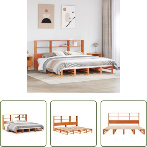 vidaXL Letto con base a doghe -  Letto Libreria senza Materasso Marrone Cera 180x200 cm Legno