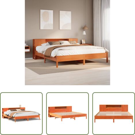 vidaXL Letto con base a doghe -  Letto Libreria senza Materasso Marrone Cera 200x200 cm in Pino