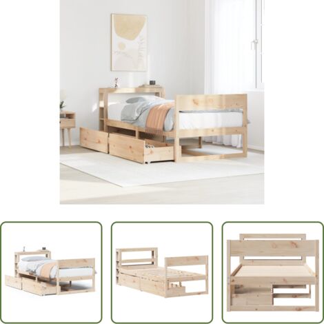 vidaXL Letto con base a doghe -  Letto senza Materasso 90x200 cm in Legno Massello di Pino
