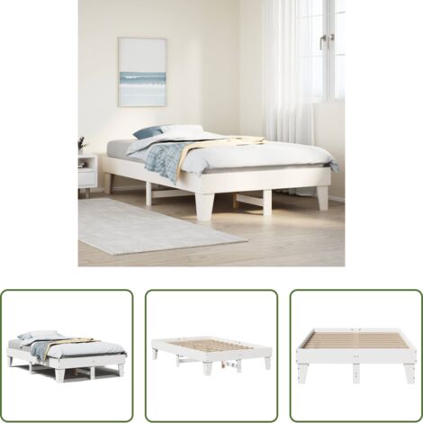 vidaXL Letto con base a doghe -  Letto senza Materasso Bianco 135x190 cm Legno Massello di Pino