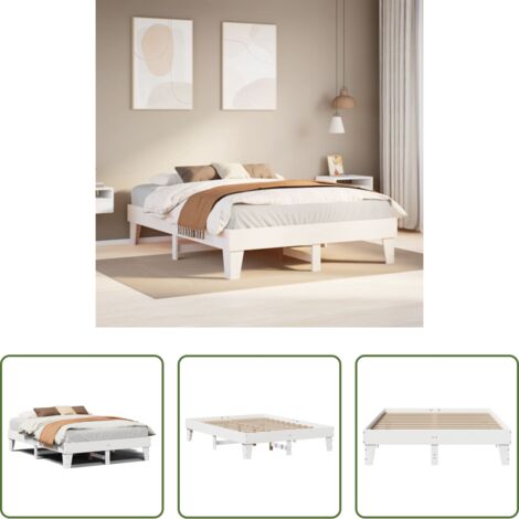vidaXL Letto con base a doghe -  Letto senza Materasso Bianco 150x200 cm Legno Massello di Pino