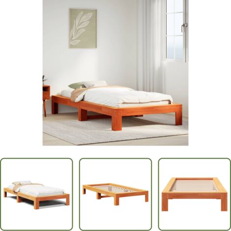 vidaXL Letto con base a doghe -  Letto senza Materasso Marrone Cera 90x200 cm Legno di Pino