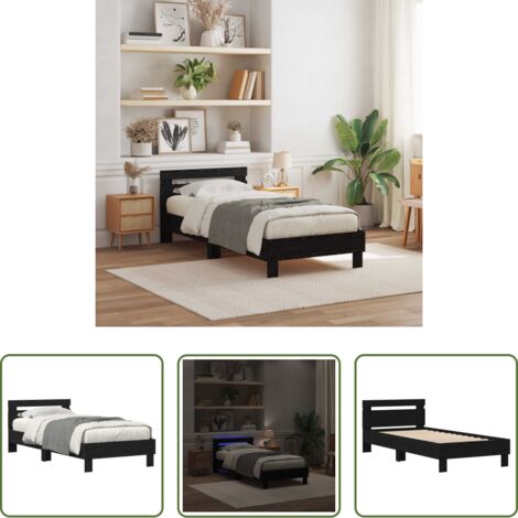 vidaXL Letto con base a doghe -  Struttura del letto Rovere Nero 100 x 200 cm Legno multistrato