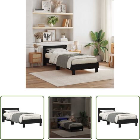 vidaXL Letto con base a doghe -  Struttura del letto Rovere Nero 75 x 190 cm Legno multistrato