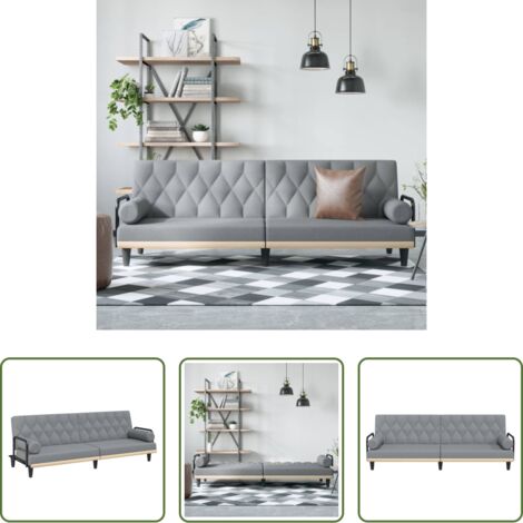 vidaXL Letto con braccioli - Divano Letto con Braccioli Grigio Chiaro in Tessuto