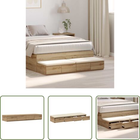 vidaXL Letto con cassetti -  Cassetti per letto Rovere artigianale 120 x 36,5 x 16,5 cm