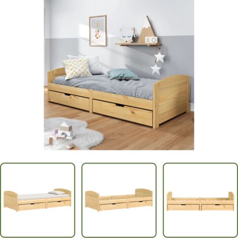 vidaXL Letto con cassetti -  Dormeuse 2 Cassetti 90x200 cm Legno Massello Pino IRUN