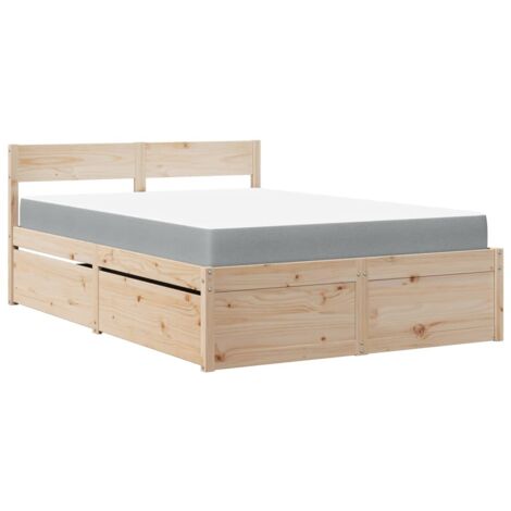 vidaXL Letto con Cassetti e Materasso 120x190 cm Legno Massello Pino