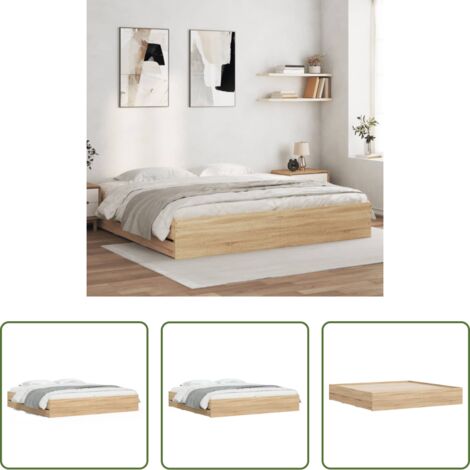 vidaXL Letto con cassetti -  Giroletto Cassetti Rovere Sonoma 180x200 cm Legno Multistrato