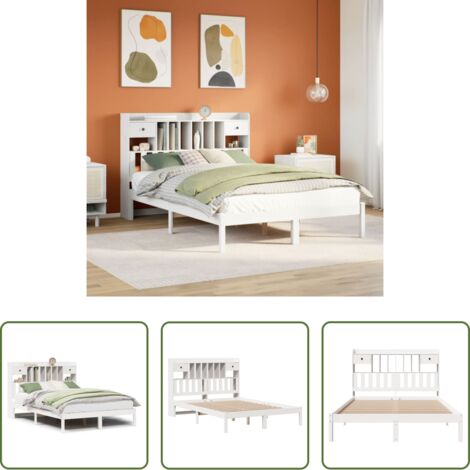 vidaXL Letto con cassetti -  Letto Libreria senza Materasso Bianco 160x200 cm Legno di Pino