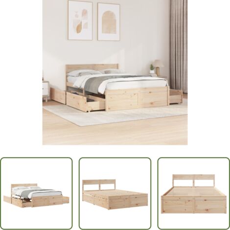 vidaXL Letto con cassetti -  Letto senza Materasso 120x200 cm in Legno Massello di Pino