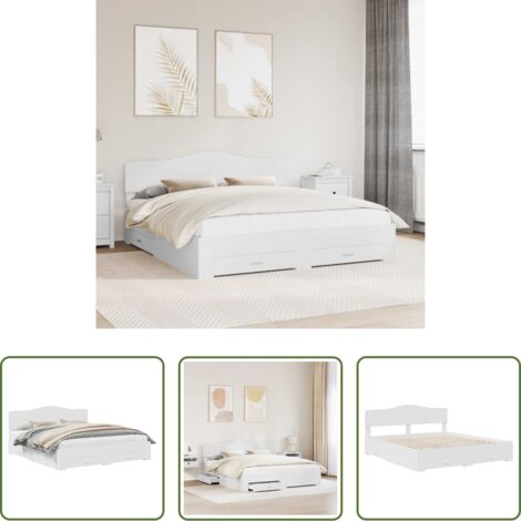 vidaXL Letto con cassetti -  Struttura del letto Bianco 180 x 200 cm Legno multistrato